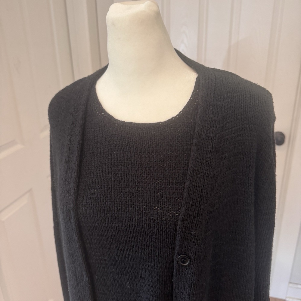 Vtg Josephine Chaus Womens 2 Pc Summery Sweater Set Tank Top Cardigan Black Sz M - Picture 4 of 11